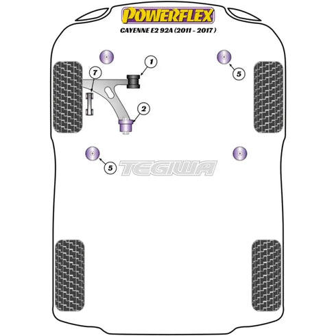 Powerflex Road Series Front Lower Wishbone Rear Bush Porsche Cayenne E2 958 958.2 92A 11-17 Powerflex