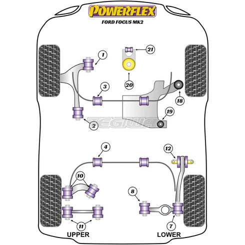 Powerflex Road Series Front Wishbone Front Bush 12mm bolt Ford Focus Mk2 Inc ST Inc RS 05-10 Powerflex