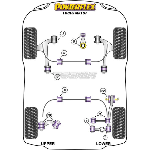 Powerflex Road Series Front Wishbone Front Bush Camber Adjustable 14mm Bolt Ford Focus Mk1 Inc ST Inc RS 98-04 Powerflex