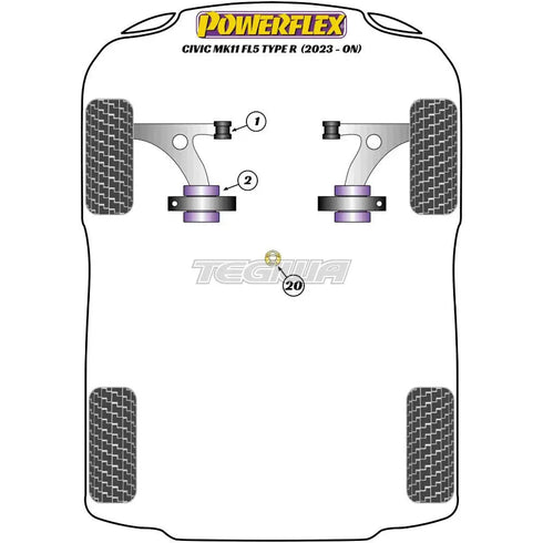 Powerflex Road Series Front Wishbone Front Bush Honda Civic FL5 Type-R 22+ Powerflex