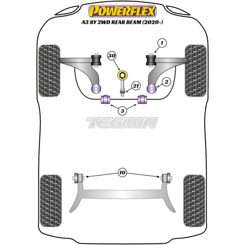 Powerflex Road Series Front Wishbone Rear Bush Audi A3 S3 RS3 8Y MK4 FWD Rear Beam 20+ Powerflex