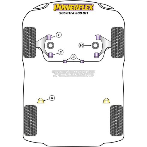 Powerflex Road Series Front Wishbone Rear Bush Peugeot 205 GTi 85-98 Powerflex