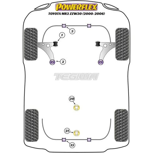 Powerflex Road Series Front Wishbone Rear Bush Toyota MR2 Gen3 ZZW30 00-06 Powerflex