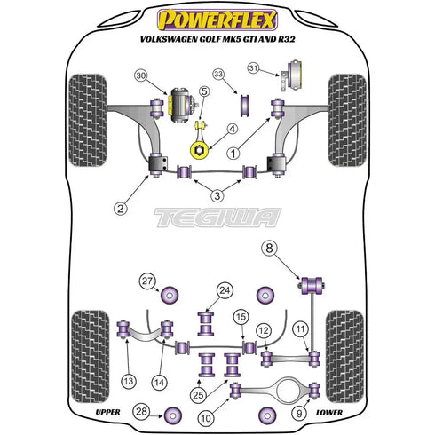 Powerflex Road Series Lower Engine Mount Insert Large Std Diesel Volkswagen Golf MK5 GTI R32 03-09 - PFF85-704R Powerflex