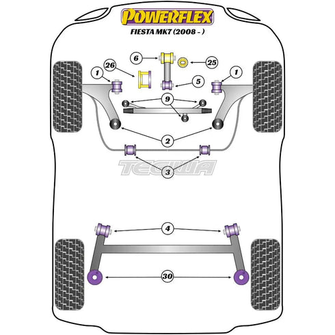 Powerflex Road Series Lower Engine Mount Small Bush Round Bracket Ford Fiesta Mk7 Inc ST 08-17 Powerflex
