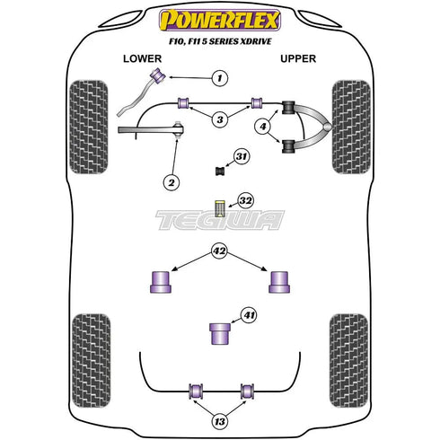 Powerflex Road Series Rear Anti-Roll Bar Bush 13mm BMW 5 Series F10 F11 Saloon Touring xDrive 10-17 Powerflex