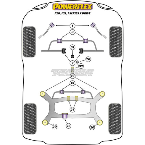 Powerflex Road Series Rear Anti Roll Bar Bush 15mm BMW 1 Series F20 F21 xDrive 11-19 Powerflex