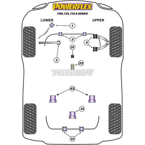 Powerflex Road Series Rear Anti-Roll Bar Bush 15mm BMW 6 Series F06 F12 F13 Sedan Convertible Coupe 11-18 Powerflex