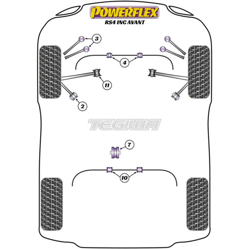 Powerflex Road Series Rear Anti Roll Bar Bush 16mm Audi A4 S4 RS4 B7 Inc Avant 05-08 Powerflex