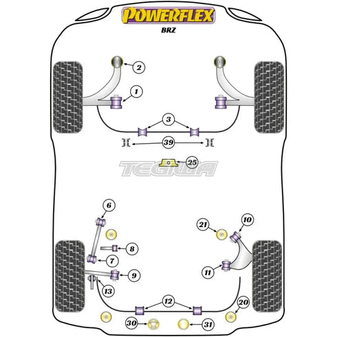 Powerflex Road Series Rear Anti Roll Bar Link Rod To Lower Arm Subaru BRZ 1st Gen 12-21 Powerflex