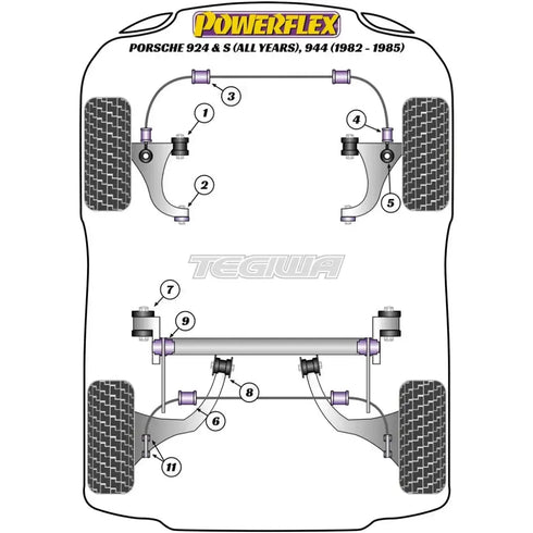 Powerflex Road Series Rear Axle Carrier Outer Mounting Porsche 924 Inc S 944 82-85 Powerflex