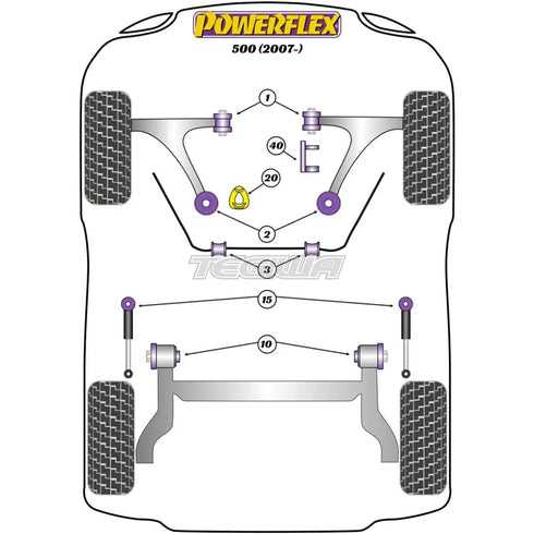 Powerflex Road Series Rear Beam Mounting Bush Fiat 500 Abarth 595 695 07+ Powerflex