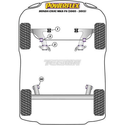 Powerflex Road Series Rear Beam Mounting Bush Honda Civic FK FN Inc Type-R 05-12 Powerflex