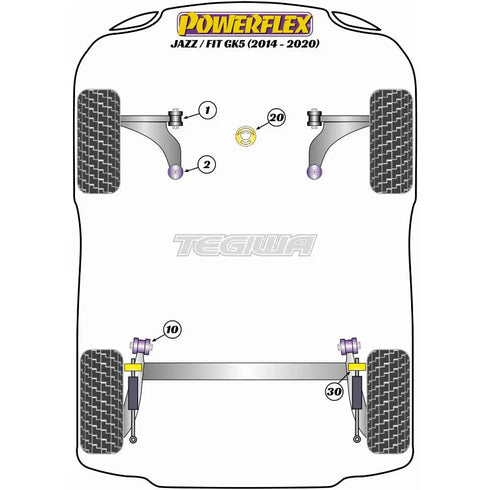 Powerflex Road Series Rear Beam Mounting Bush Honda Jazz Fit GK5 14-20 Powerflex