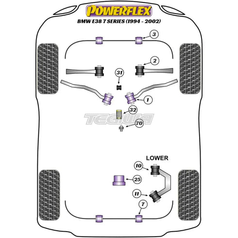 Powerflex Road Series Rear Diff Front Mounting Bush BMW 7 Series E38 94-02 Powerflex