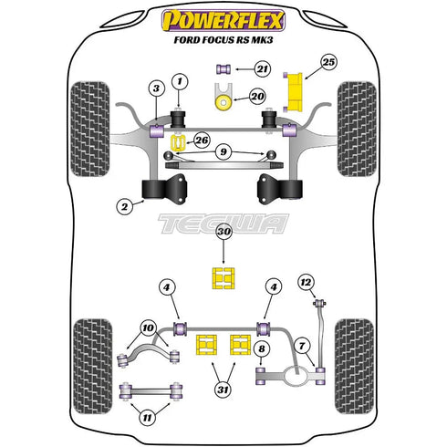 Powerflex Road Series Rear Diff Front Mounting Bush Insert Ford Focus Mk3 Inc ST Inc RS 11-18 Powerflex