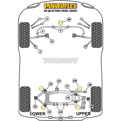 Powerflex Road Series Rear Diff Rear Mounting Bush Audi A6 S6 RS6 C5 Quattro 97-05 Powerflex