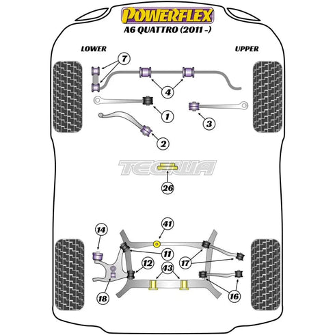 Powerflex Road Series Rear Lower Arm Rear Bush Audi A6 S6 RS6 C7 Quattro 11-18 Powerflex