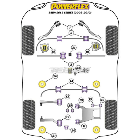 Powerflex Road Series Rear Lower Arm Rear Bush BMW 5 Series E60 E61 Touring 03-10 Powerflex