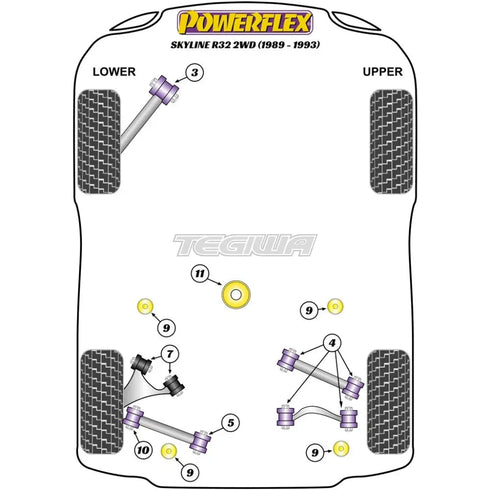 Powerflex Road Series Rear Lower Control Arm Bush Nissan Skyline R32 2WD Inc GTS GXI GTST 89-93 Powerflex