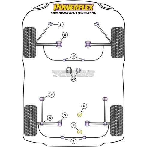 Powerflex Road Series Rear Lower Engine Mount Front 79mm Toyota MR2 Gen2 SW20 REV 1 89-99 Powerflex