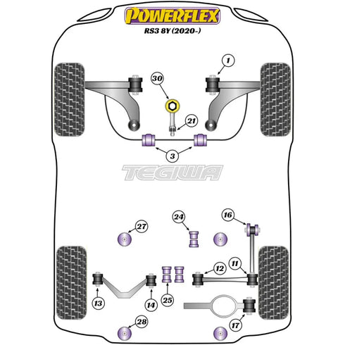 Powerflex Road Series Rear Lower Track Rod Inner Bush Audi A3 S3 RS3 8Y MK4 20+ Powerflex