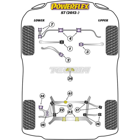 Powerflex Road Series Rear Lower Track Rod Inner Bush Audi A7 S7 RS7 4G8 12-18 Powerflex