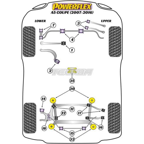 Powerflex Road Series Rear Subframe Rear Bush Insert Audi A5 S5 RS5 07-16 - PFR3-733 Powerflex
