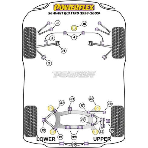 Powerflex Road Series Rear Subframe Mounting Bush Audi A6 S6 RS6 C5 Avant Quattro 97-05 Powerflex
