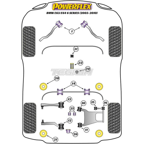 Powerflex Road Series Rear Subframe Rear Mounting Bush BMW 6 Series E63 E64 03-10 Powerflex