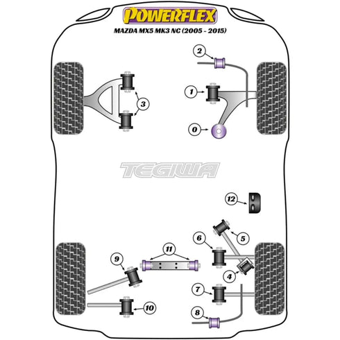 Powerflex Road Series Rear Trailing Arm Front Bush Mazda MX-5 Miata Eunos Mk3 NC 05-15 Powerflex
