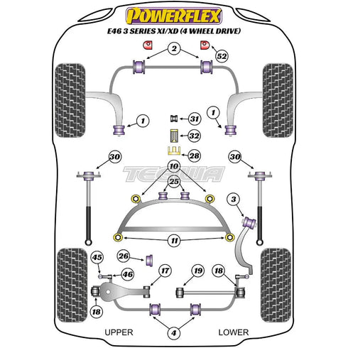 Powerflex Road Series Shift Arm Front Bush Oval BMW 3 Series E46 Xi XD 4wd 99-06 Powerflex