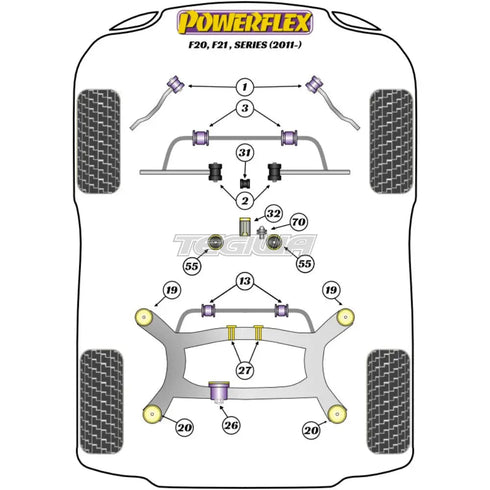 Powerflex Road Series Shifter Arm Rear Bush BMW 1 Series F20 F21 RWD 11-19 Powerflex
