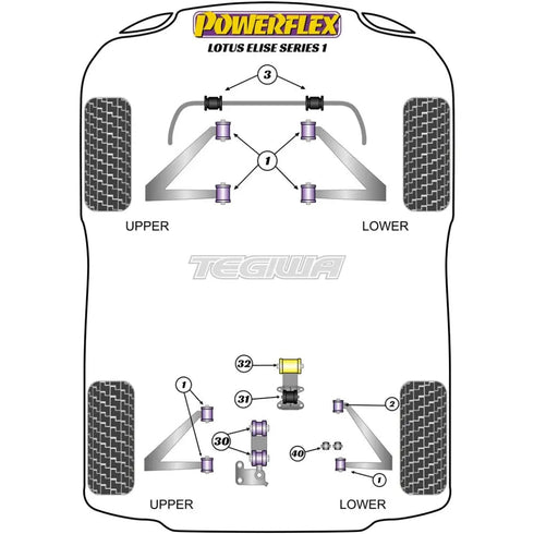 Powerflex Road Series Upper Engine Mount Steady Bush Lotus Elise Series 1 96-21 Powerflex