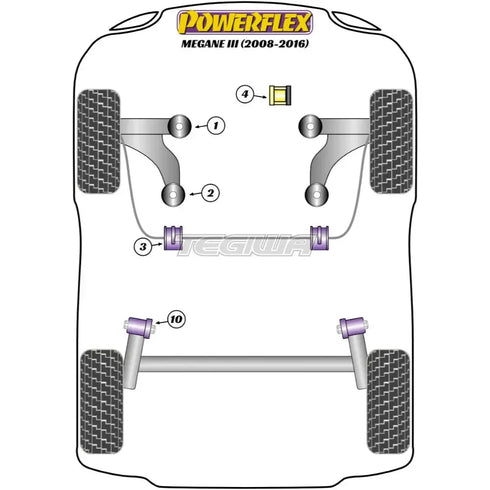 Powerflex Road Series Upper Right Engine Mount Insert Renault Megane III Inc RS 08-17 Powerflex