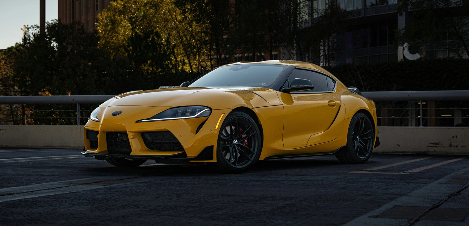 yellow supra red calipers bmw b58 carbon spoiler dcprestige